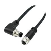 L-Code, M12 Cordset, 4-Position Male Right Angle to Female Straight, 16 AWG